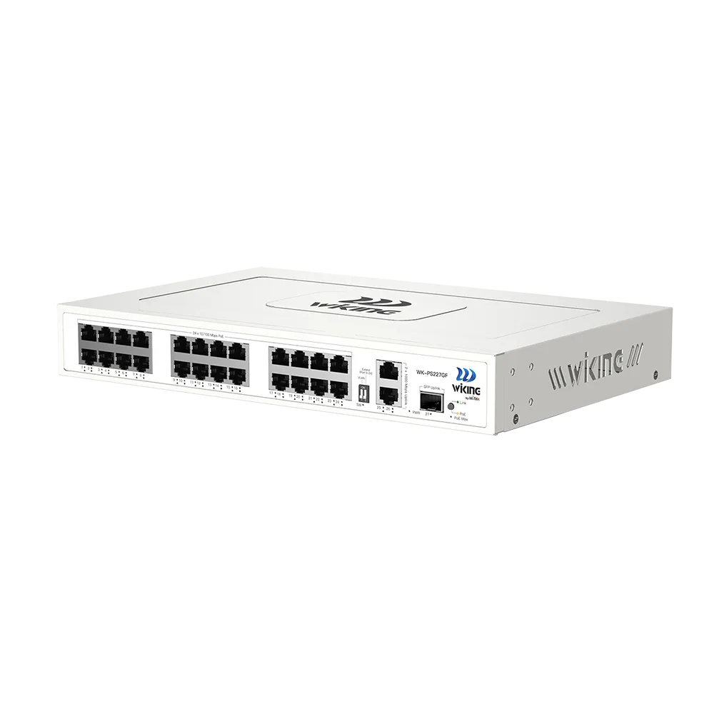 WK-PS227GF 24*100Mbps PoE Ports, 2*1000Mbps + 1*1000Mbps SFP Uplink 280W PoE Switch