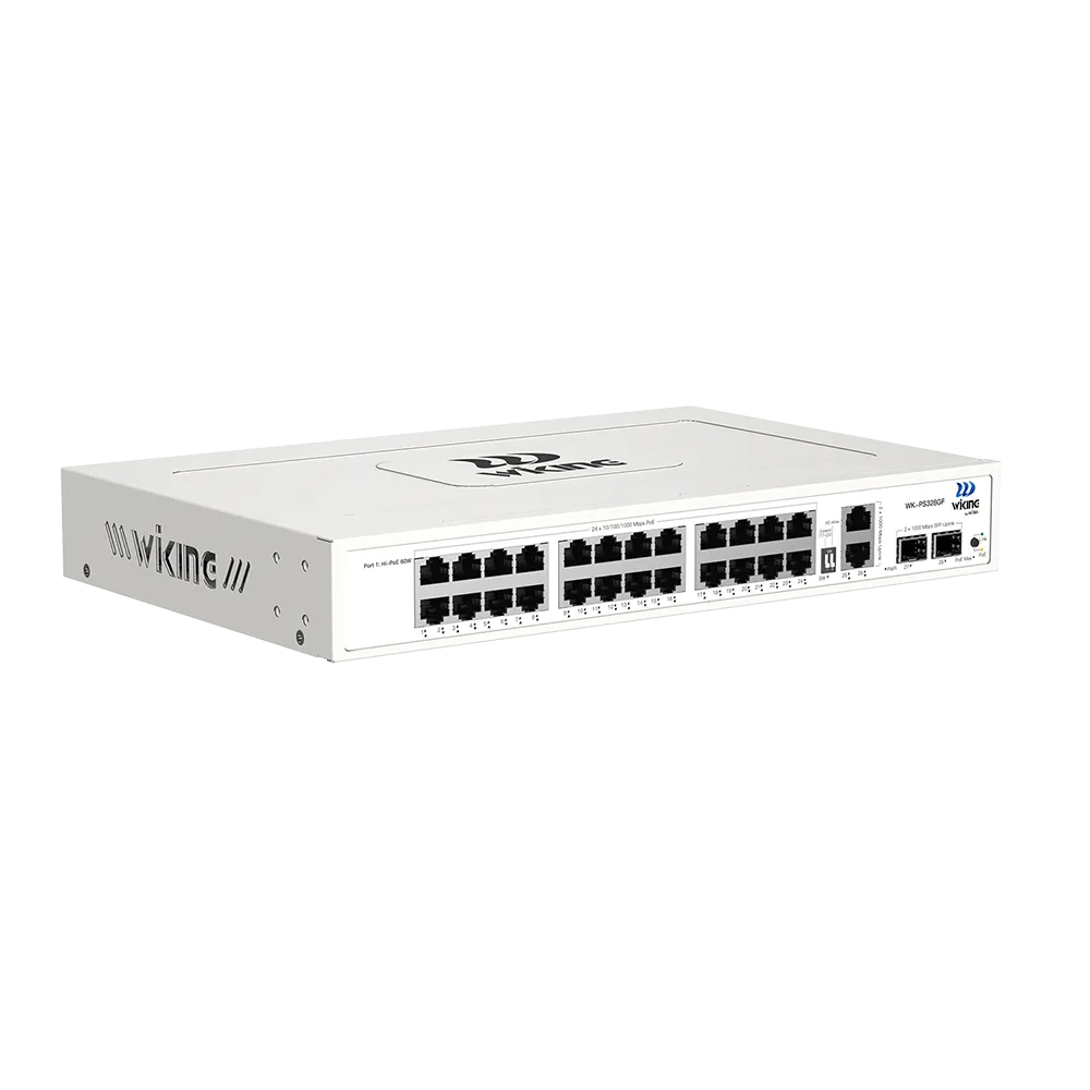 WK-PS328GF 24*1000Mbps +2*1000Mbps Ethernet + 2 1000Mbps SFP Port 285W PoE Switch