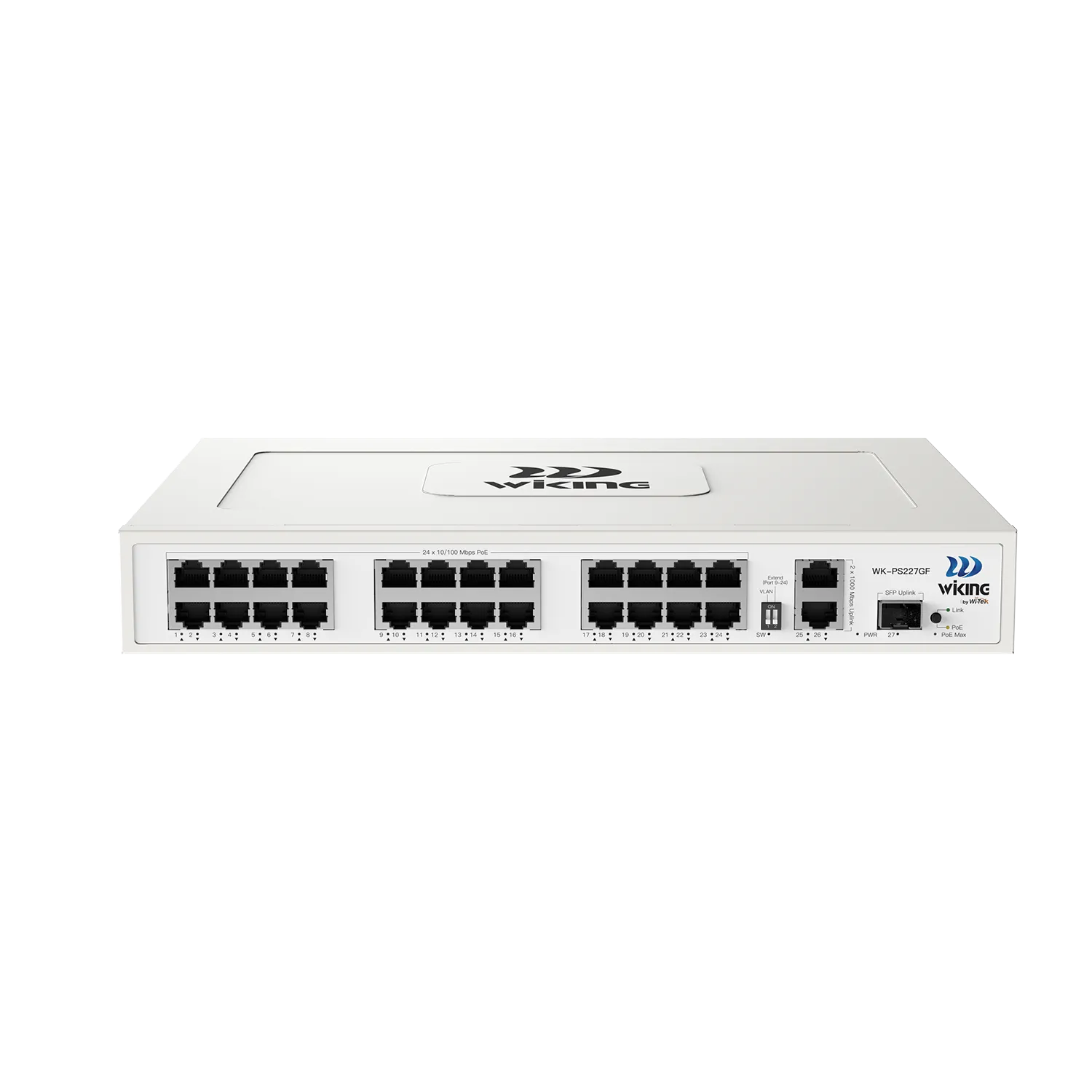 WK-PS227GF 24*100Mbps PoE Ports, 2*1000Mbps + 1*1000Mbps SFP Uplink 280W PoE Switch